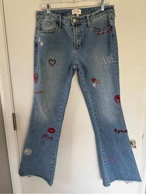 DRIFTWOOD Light Blue Embroidered Flare Jeans